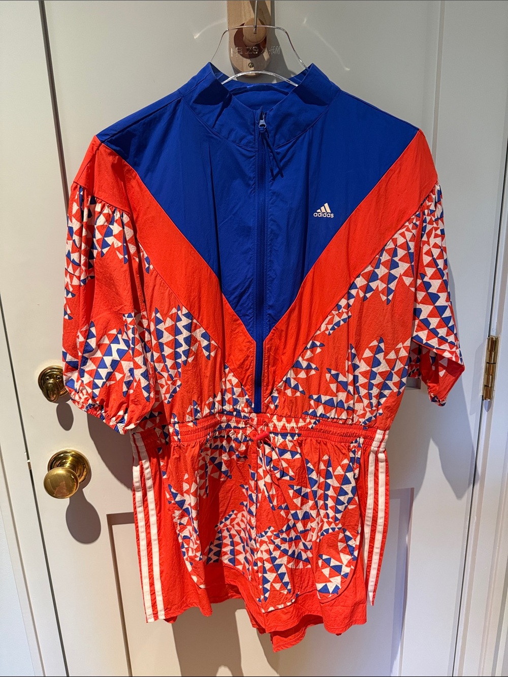 adidas farm rio Red and Blue Geometric Athletic Romper